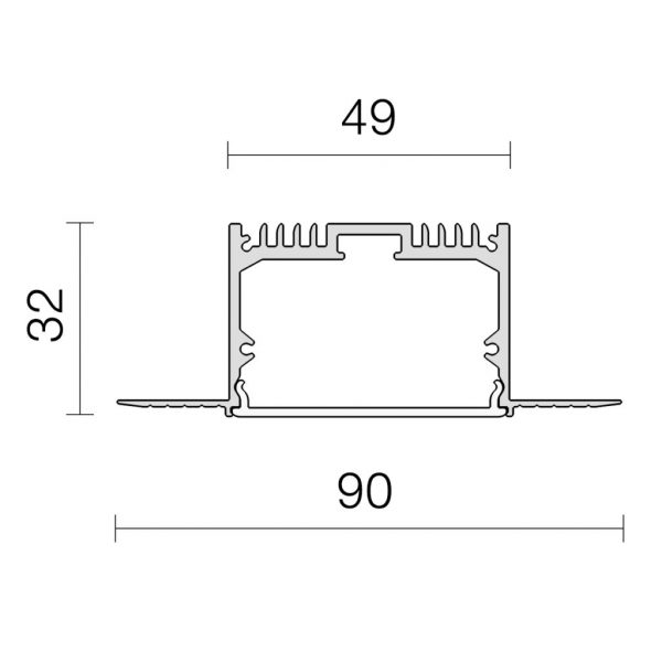 Профиль под шпаклевку для светодиодных лент FS-AL-W49-F схема