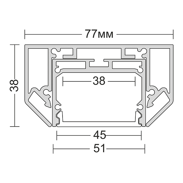 Схема Встраиваемый профиль в натяжной потолок Ledron АВД-4662 (13172) Black Схема Встраиваемый профиль в натяжной потолок Ledron АВД-4662 (13172) Black
