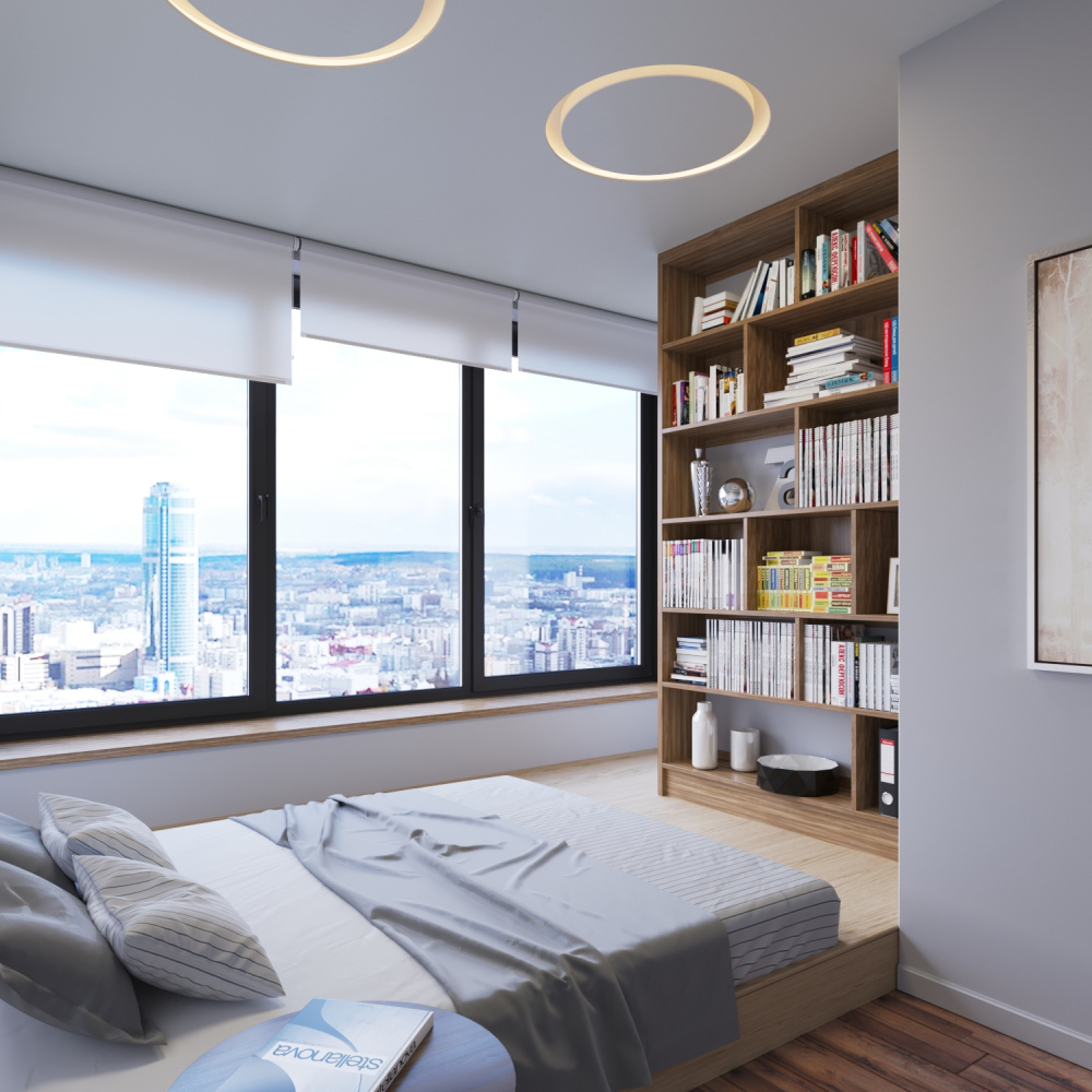 Кольцевой встраиваемый гипсовый светильник Stellanova CALYPSO 720 в интерьере включен