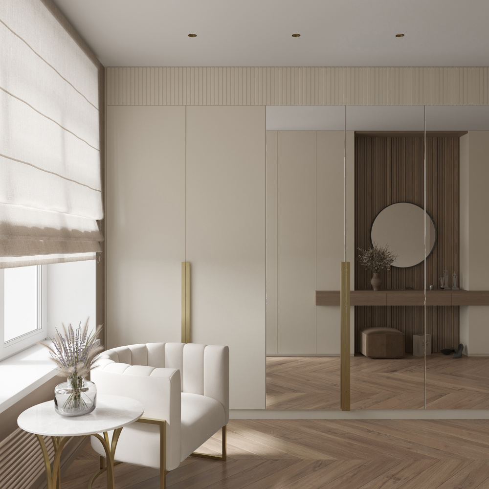 В интерьере Гипсовый встраиваемый светильник Stellanova QUASAR 55 FLAT BRASS