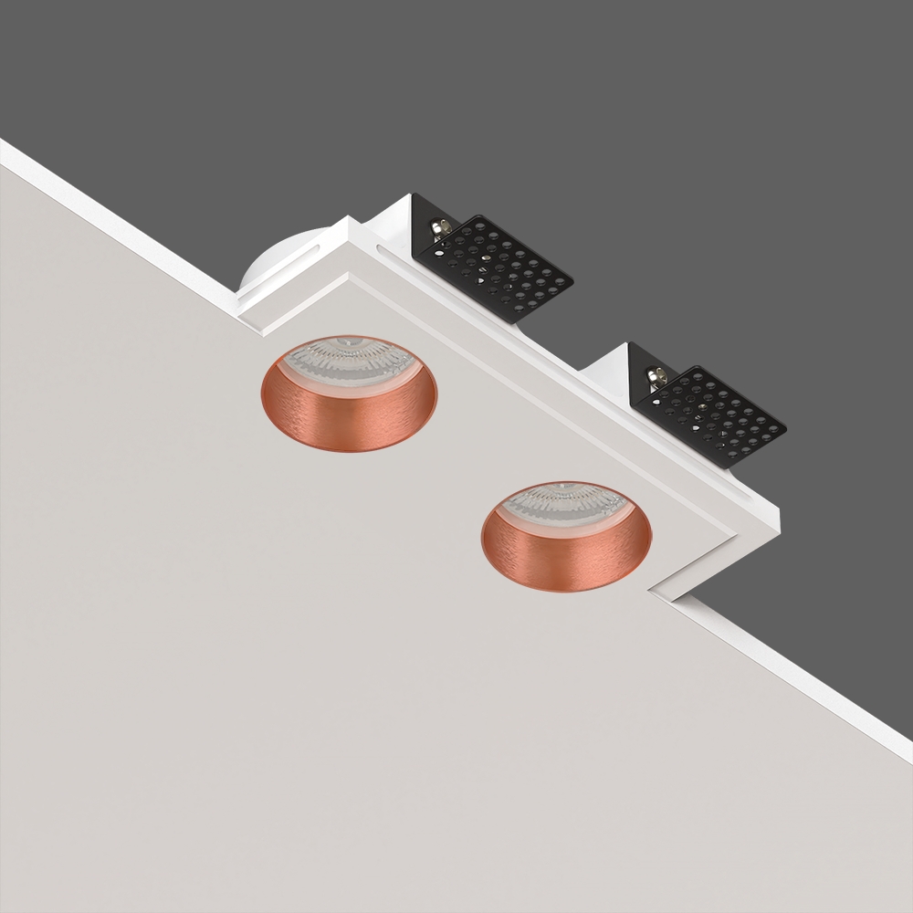 Гипсовый встраиваемый светильник QUASAR 55 DUO FLAT COPPER