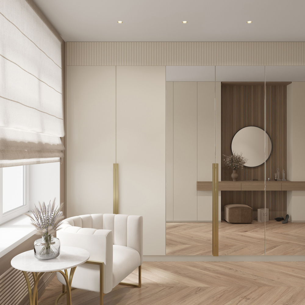 Гипсовый встраиваемый светильник Stellanova QUASAR 55 FLAT BRASS включен