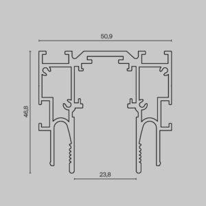 Схема Шинопровод для монтажа в натяжной потолок Exility ClipLine TRX034-SCCL-422B 2м, черный