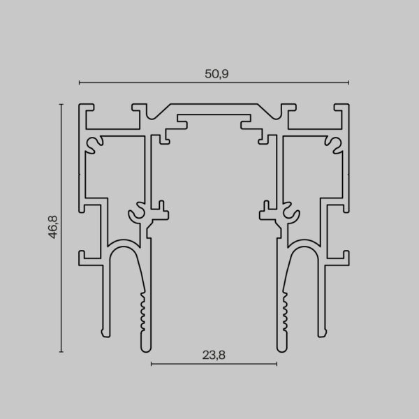 Схема Шинопровод для монтажа в натяжной потолок Exility ClipLine TRX034-SCCL-422B 2м, черный